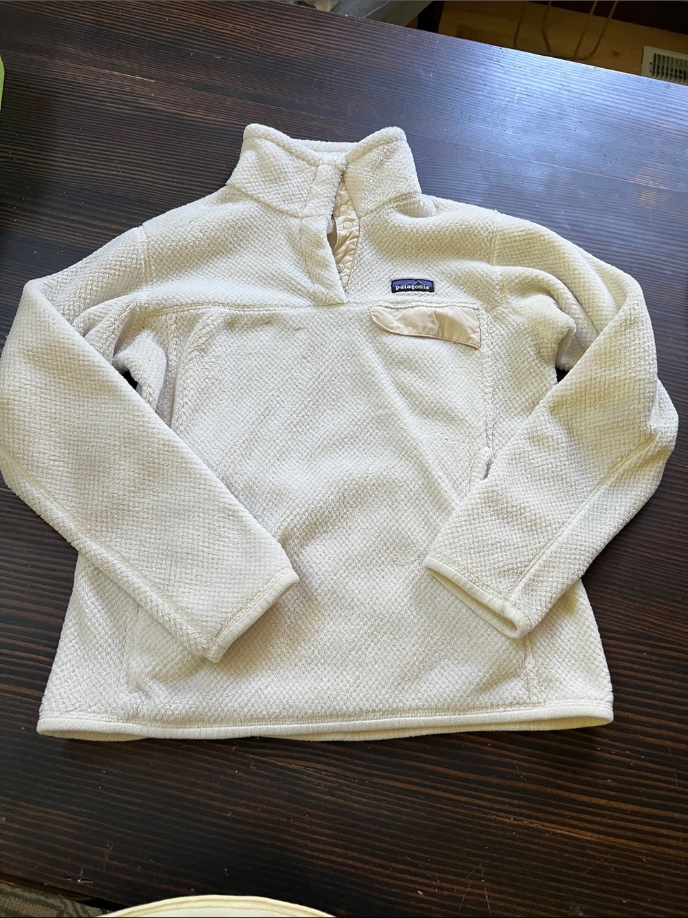 Patagonia Cream Quilted Pullover Turtleneck Sweater